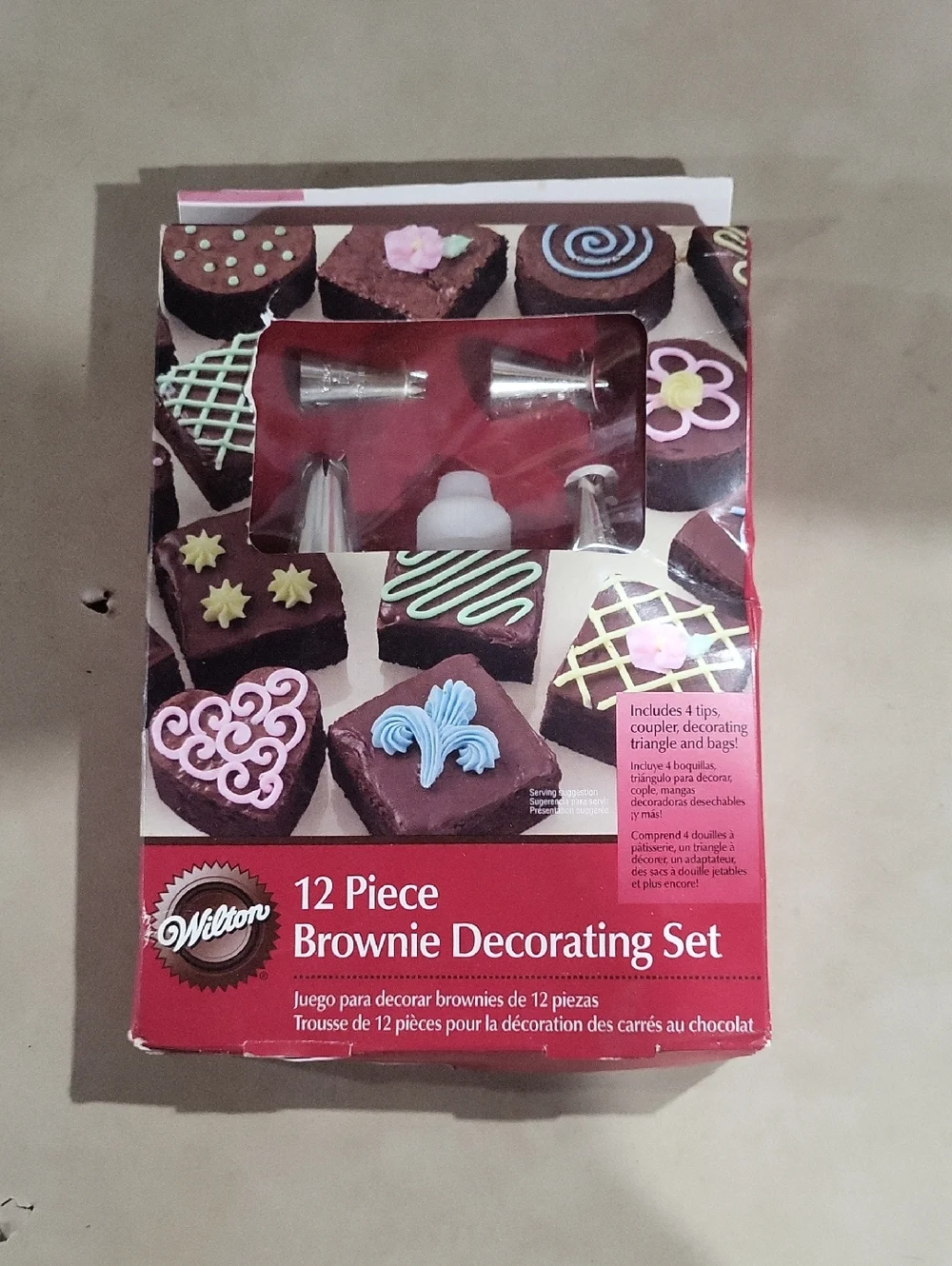 Wilton Brownie Decorating Set with Pink and Red Packaging